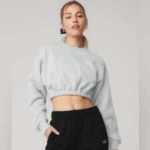 ALO Yoga Devotion Gray Crew Neck Crop Top